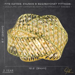 Rackhams Designer Triple Ring Gold Pendant Light Shade with Small Clear Acrylic Beads - thumbnail 6