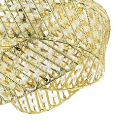 Rackhams Designer Triple Ring Gold Pendant Light Shade with Small Clear Acrylic Beads - thumbnail 4