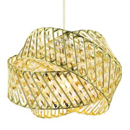 Rackhams Designer Triple Ring Gold Pendant Light Shade with Small Clear Acrylic Beads