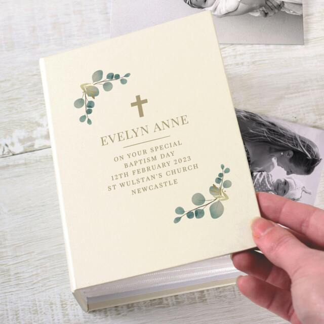 Rackhams Personalised Botanical Cross Photo Album with Sleeves - Card/Paper/Tissue - H16.7 x W12.5 x D5.7cm, 0.47 kg - image 1