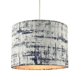 Rackhams Unique Navy Blue and Silver Camouflage Jacquard Fabric Drum Lamp Shade - thumbnail 2