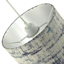 Rackhams Unique Navy Blue and Silver Camouflage Jacquard Fabric Drum Lamp Shade - thumbnail 3