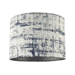 Rackhams Unique Navy Blue and Silver Camouflage Jacquard Fabric Drum Lamp Shade