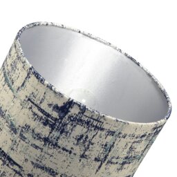 Rackhams Unique Navy Blue and Silver Camouflage Jacquard Fabric Drum Lamp Shade - thumbnail 5