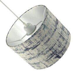 Rackhams Unique Navy Blue and Silver Camouflage Jacquard Fabric Drum Lamp Shade - thumbnail 4