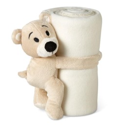 Rackhams Manta Fleece Bear Blanket - White - One Size - White - 100% Mixed - thumbnail 1