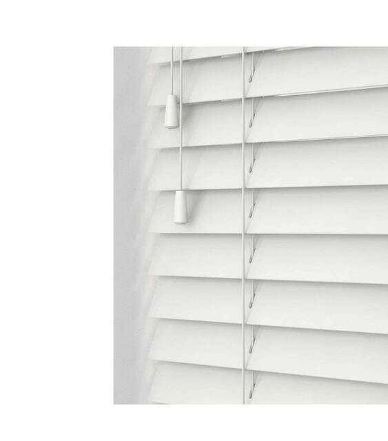 Rackhams Ultra White Wooden Venetian Blinds With Strings (130cm drop) - 165cm - image 1