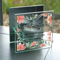 Rackhams Personalised Floral Sentimental Mirrored Glass Tea Light Candle Holder