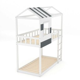 Rackhams Modern Twin Bunk Bed Slatted Board House Shaped - thumbnail 5