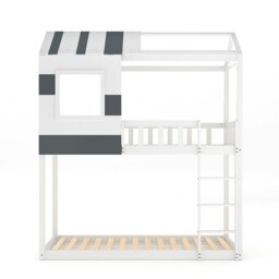 Rackhams Modern Twin Bunk Bed Slatted Board House Shaped - thumbnail 4