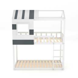 Rackhams Modern Twin Bunk Bed Slatted Board House Shaped - thumbnail 3