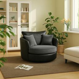 Rackhams Tango Living Room Furniture Range - Black & Grey - Swivel Chair - thumbnail 1
