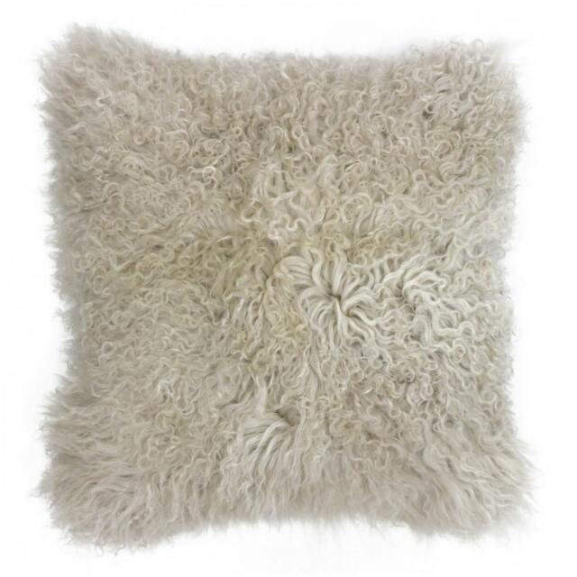 Rackhams Mongolian Cushion Cover - Oatmeal - 40x40cm - Oatmeal - 100% Sheepskin