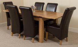 Rackhams Richmond Medium Oak Extendable Dining Table with Montana Leather Chairs - 4 chairs - Black - thumbnail 5