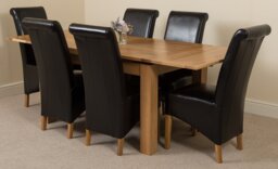 Rackhams Richmond Medium Oak Extendable Dining Table with Montana Leather Chairs - 4 chairs - Black - thumbnail 3