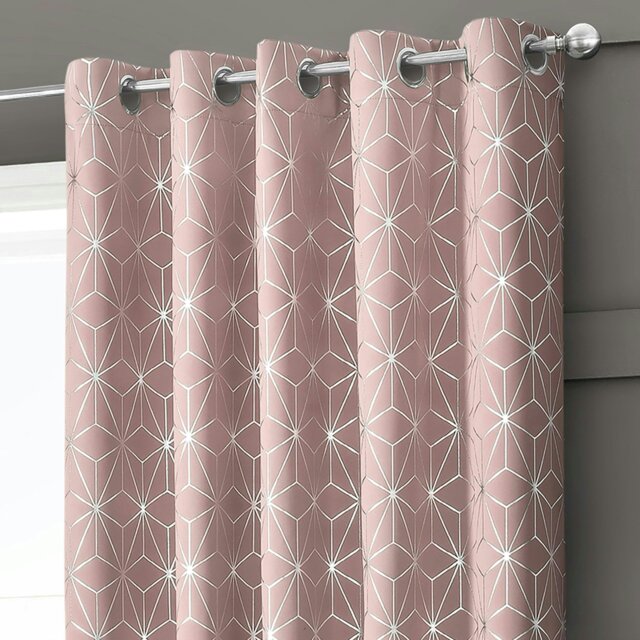 Rackhams Moreno Thermal Blackout Ready Made Eyelet Curtains - 117cm x 137cm - Pink - image 1