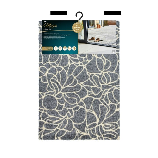 Rackhams Mega Mat Machine Washable Entrance Doormat, 50x75cm, Floral - image 1