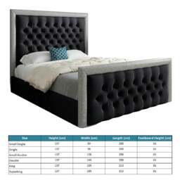 Rackhams Venice Glitter Border Upholstered Soft Velvet Bed Frame - Black - Black - Double - thumbnail 4