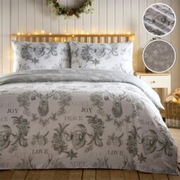 Rackhams Santa Joy Christmas Duvet Cover Set - Purple - Single - thumbnail 4