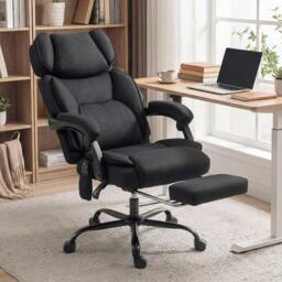 Rackhams Vibration Massage Office Chair w/ Heat Reclining Function, Black - Yes - Massage Office Chair - 70W x 75.5D x 114.5-122.5H cm - thumbnail 1