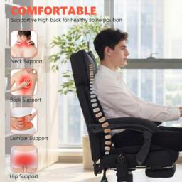 Rackhams Vibration Massage Office Chair w/ Heat Reclining Function, Black - Yes - Massage Office Chair - 70W x 75.5D x 114.5-122.5H cm - thumbnail 5