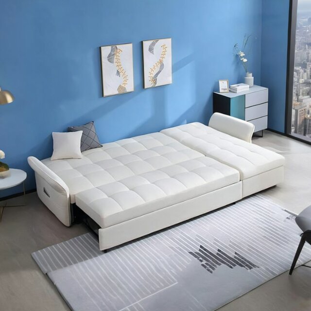 Rackhams SB162 Three Seater Corner Sofa Bed, White - 255cm - Others ( Contact Us ) - image 1