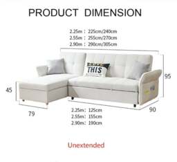 Rackhams SB162 Three Seater Corner Sofa Bed, White - 255cm - Others ( Contact Us ) - thumbnail 6