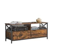 Rackhams Industrial TV Stand for 55-Inch TV – Cabinet with 2 Drawers & Open Storage Shelves - thumbnail 5