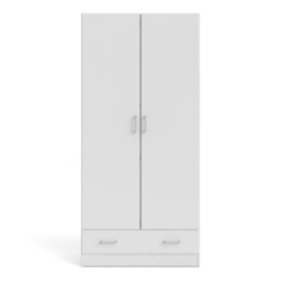 Rackhams Space Wardrobe with 2 Doors + 1 Drawer in White 1750 - White - Malemine - 1 - thumbnail 2