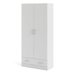 Rackhams Space Wardrobe with 2 Doors + 1 Drawer in White 1750 - White - Malemine - 1 - thumbnail 3