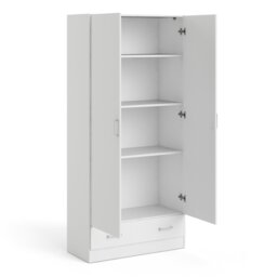 Rackhams Space Wardrobe with 2 Doors + 1 Drawer in White 1750 - White - Malemine - 1 - thumbnail 5