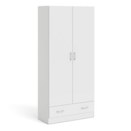 Rackhams Space Wardrobe with 2 Doors + 1 Drawer in White 1750 - White - Malemine - 1