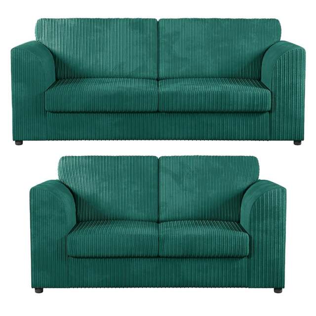 Rackhams Luxor Full Jumbo 3 + 2 Seater Sofa Set – Full Back - Teal