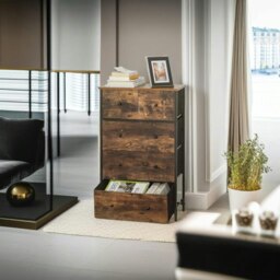 Rackhams Chest of Drawers – 5-Drawer Fabric Storage Organizer Unit with Wood Handles - thumbnail 2