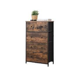 Rackhams Chest of Drawers – 5-Drawer Fabric Storage Organizer Unit with Wood Handles - thumbnail 5