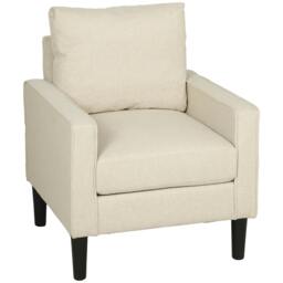 Rackhams Removable Pillow Linen Accent Chair, Cream - thumbnail 2