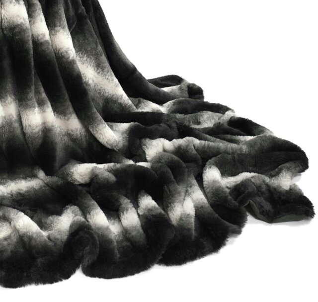 Rackhams Nebraska Faux Fur Luxury Throw - 130cm x 150cm - Black - image 1