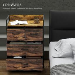 Rackhams Rustic Chest of Four Fabric Drawers - Rustic Brown - thumbnail 4