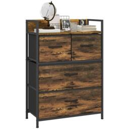 Rackhams Rustic Chest of Four Fabric Drawers - Rustic Brown - thumbnail 1
