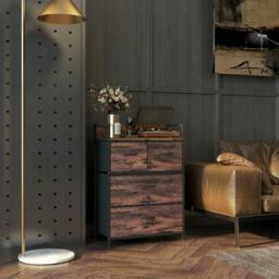 Rackhams Rustic Chest of Four Fabric Drawers - Rustic Brown - thumbnail 2