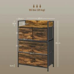 Rackhams Rustic Chest of Four Fabric Drawers - Rustic Brown - thumbnail 3