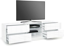 "Rackhams Avitus Premium High Gloss White with 4-White Drawers and 3-Shelf 32""-65"" LED/OLED/LCD TV Cabinet" - thumbnail 2