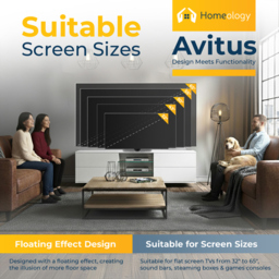 "Rackhams Avitus Premium High Gloss White with 4-White Drawers and 3-Shelf 32""-65"" LED/OLED/LCD TV Cabinet" - thumbnail 2