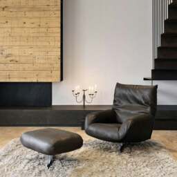 Rackhams Schmidt Chiara Lounge Chair With Footstool, Swivel, Real Leather - Real Leather ( Contact Surface ) - Others ( Contact Us ) - thumbnail 1