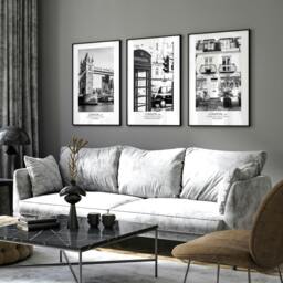 Rackhams Prints of London - set of 3 wall art prints for living room - 20 x 30 in / 50 x 76 cm - Polyester Canvas 260 gsm - Canvas wrapped - thumbnail 3
