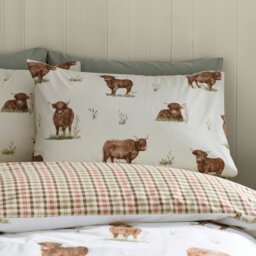 Rackhams Angus Highland Cow Reversible Duvet Cover Set Natural - Double - Natural - thumbnail 3