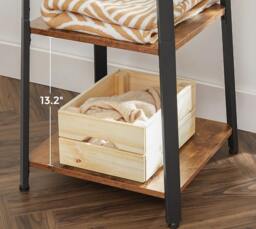 Rackhams Industrial Coat Rack with Hooks and 3-Tier Storage Shelves – Black & Rustic Brown - thumbnail 5