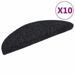 Rackhams Self-adhesive Stair Mats 10 pcs Black 56x17x3 cm Needle Punch - thumbnail 2