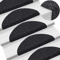 Rackhams Self-adhesive Stair Mats 10 pcs Black 56x17x3 cm Needle Punch - thumbnail 1
