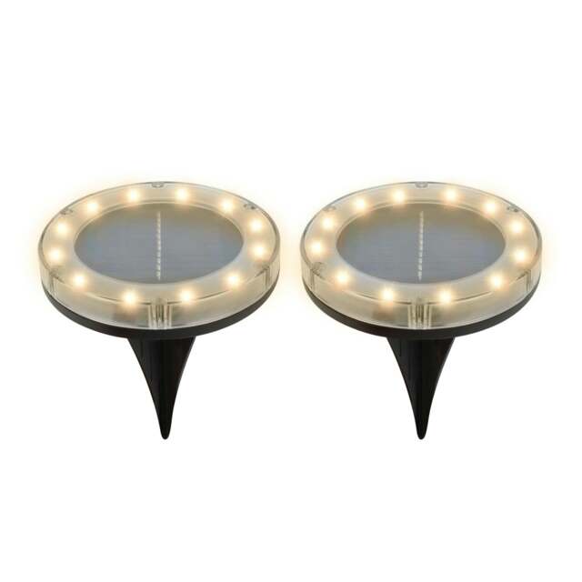 Rackhams Pack of 2 Solar Deck Lights – Bright White LED Outdoor Step & Pathway Lights - image 1